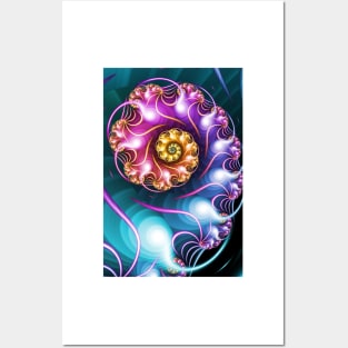 Colourful fractal spiral Posters and Art